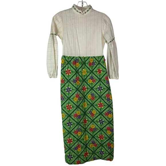 Growing Girl Sears Roebuck and Co. Children Dress Darling Vintage Quilted  Green